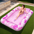 Inflatable Tanning Pool Lounge Float With Cup Holder, 70“X46”/85″ x 57″ Extra Large Pool Floats Adult with Pillow, 4 in 1 Suntan Tub Raft Floatie, Sunbathing Bed Lounge for Water Blow Up Kids Ball Pit Party Gifts