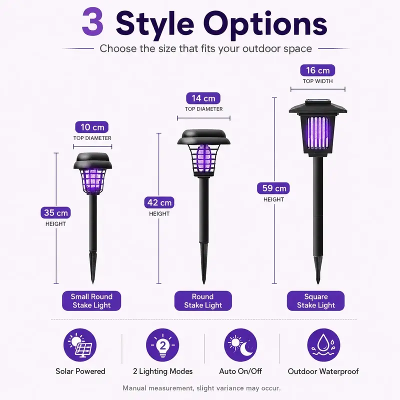 Solar Mosquito Zapper Light – Outdoor Garden Stake Lamp, UV Insect Killer, Solar Powered, Dual Mode (Mosquito Control + Pathway Lighting), Weather Resistant, Easy Setup