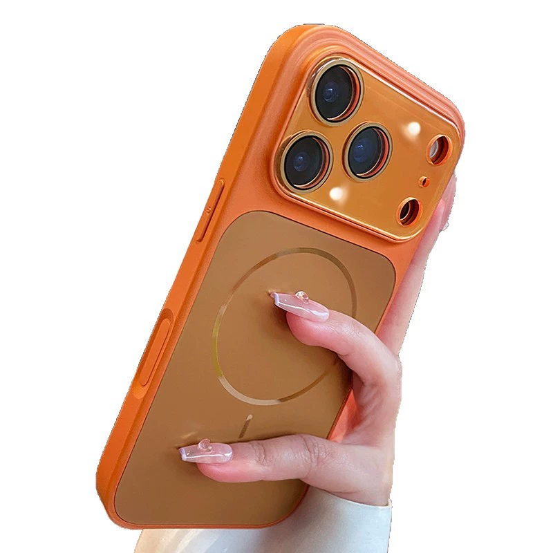 A high-quality, AI-powered, drop-proof case for iPhone 17 Pro with a large, flowing window display, compatible with all Apple models. It features a premium design and includes AI buttons.