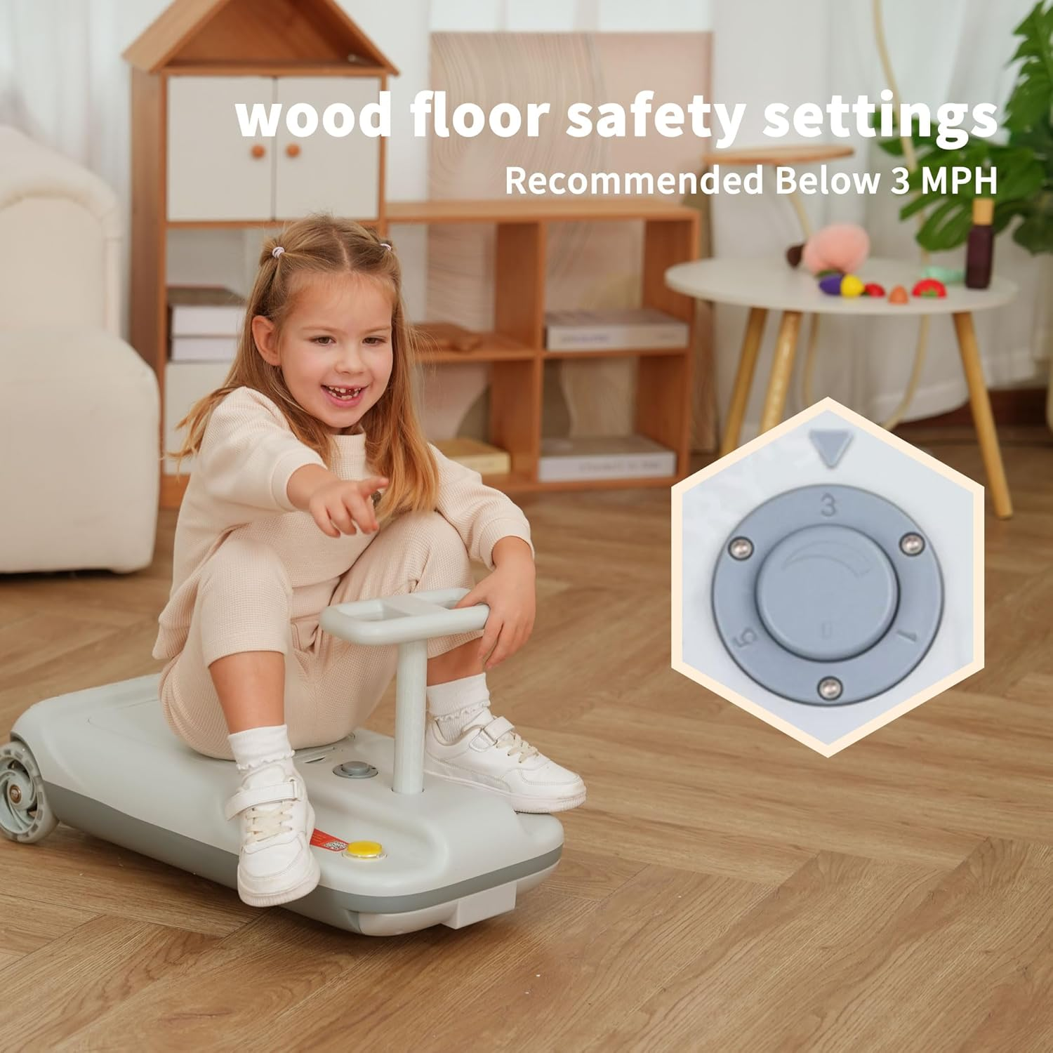 Kids Clean Car Ride-On Go Kart with Detachable Mop, Cleaning Fun 3-in-1 Electric Ride-On Toy for Kids Ages 3+, Parent-Controlled Speed Lock, Soft Start, Rechargeable 12V Battery, Indoor Outdoor
