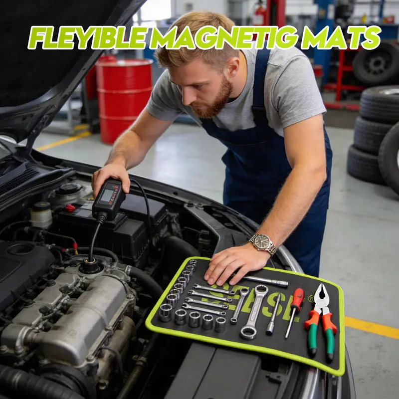 【FathersDayGift】SEESE 3PC Flexible Magnetic Tool Mat & Tray Holder - Magnetic Tool Tray, Flexible Magnetic Mat, PVC & Non-Slip for Garage Workshop, Auto Repair Tools fathersdaygiftideas fathersdaygift