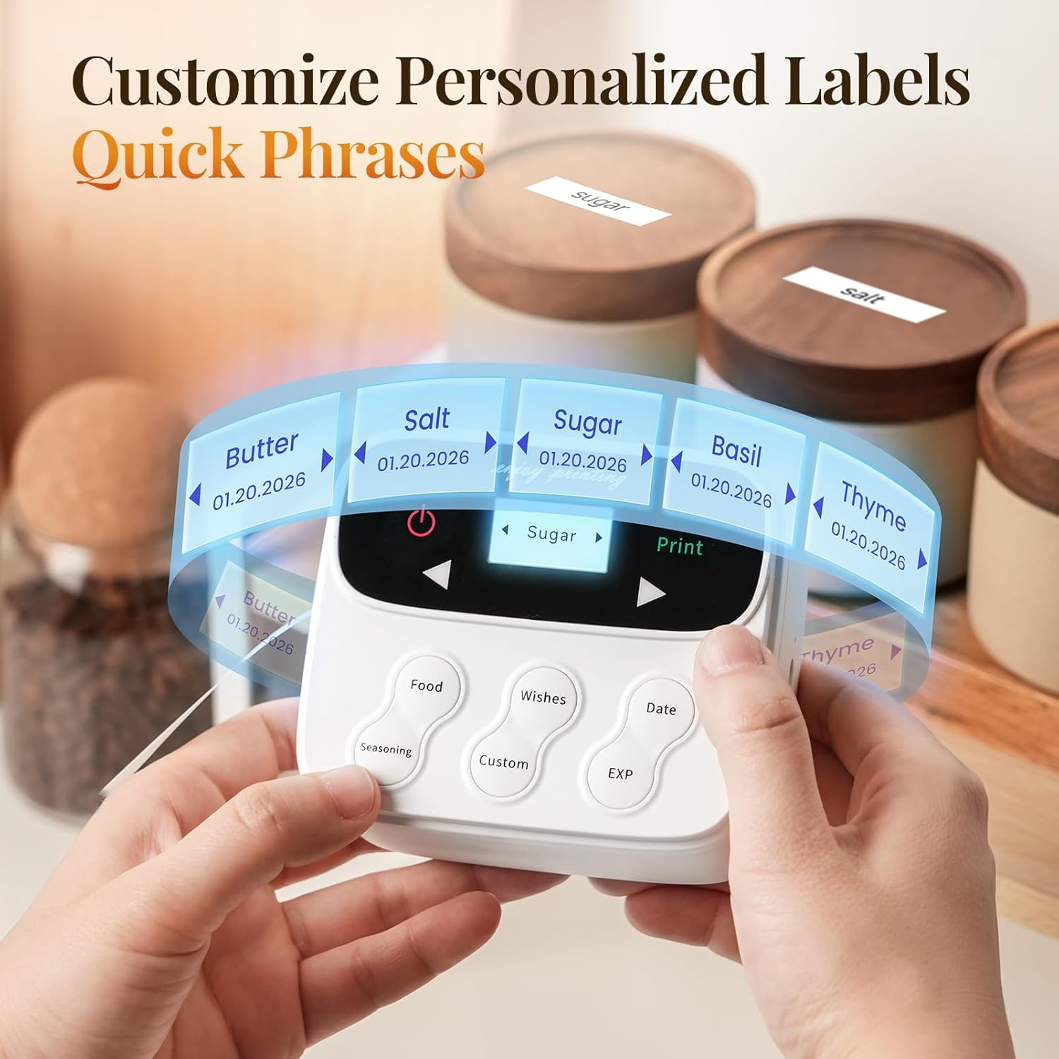 Phomemo F12 Ribbon Label Printer, Kitchen Magnetic Label Maker Machine with Tapes Handheld Rechargeable Backlit-LCD Screen Labeler One-Click Print Date for Home Food DIY Craft Gift Wrap Father’s Day