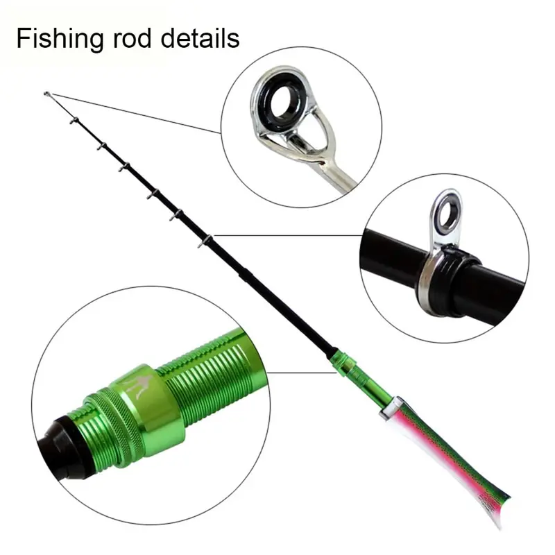 1.6M Fish-Shaped Portable Fishing Rod and Spinning Reel Combo Kit for Ice, Rock and Shore Fishing, Lightweight Travel Fishing Tackle Set With Compact Design and Smooth Casting Performance Father's Day gift