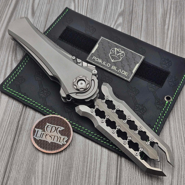 Mundus Al-Khem S1 Titanium Handle 4.56" M390 Pearlescent Stonewash Blade