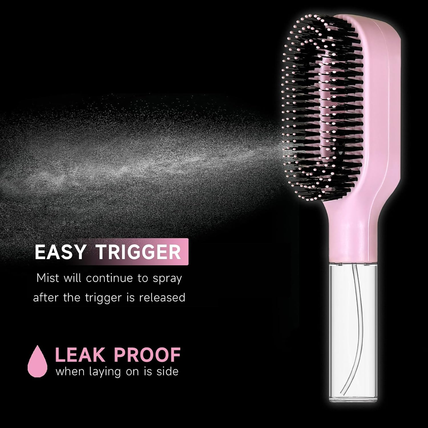 2-in-1 Detangler Hair Brush, With Built-In Mister Spray, Wet & Dry Detangling Brush for Curly, Wavy & Straight Hair | No-Tangle Anti-Frizz Hair Care Brush,Water Reservoir 50ml.