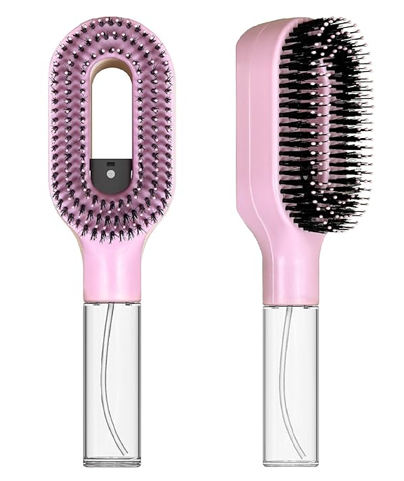 2-in-1 Detangler Hair Brush, With Built-In Mister Spray, Wet & Dry Detangling Brush for Curly, Wavy & Straight Hair | No-Tangle Anti-Frizz Hair Care Brush,Water Reservoir 50ml.
