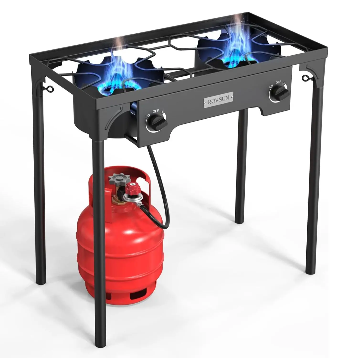 ROVSUN 1/2/3 Burner Propane Gas Stove, 75000BTU/150000BTU/225,000 BTU High Pressure Outdoor Camping Burner with CSA Listed Regulator, Picnic Cooker Perfect for Home Brewing Maple Syrup Patio Turkey Frying Canning