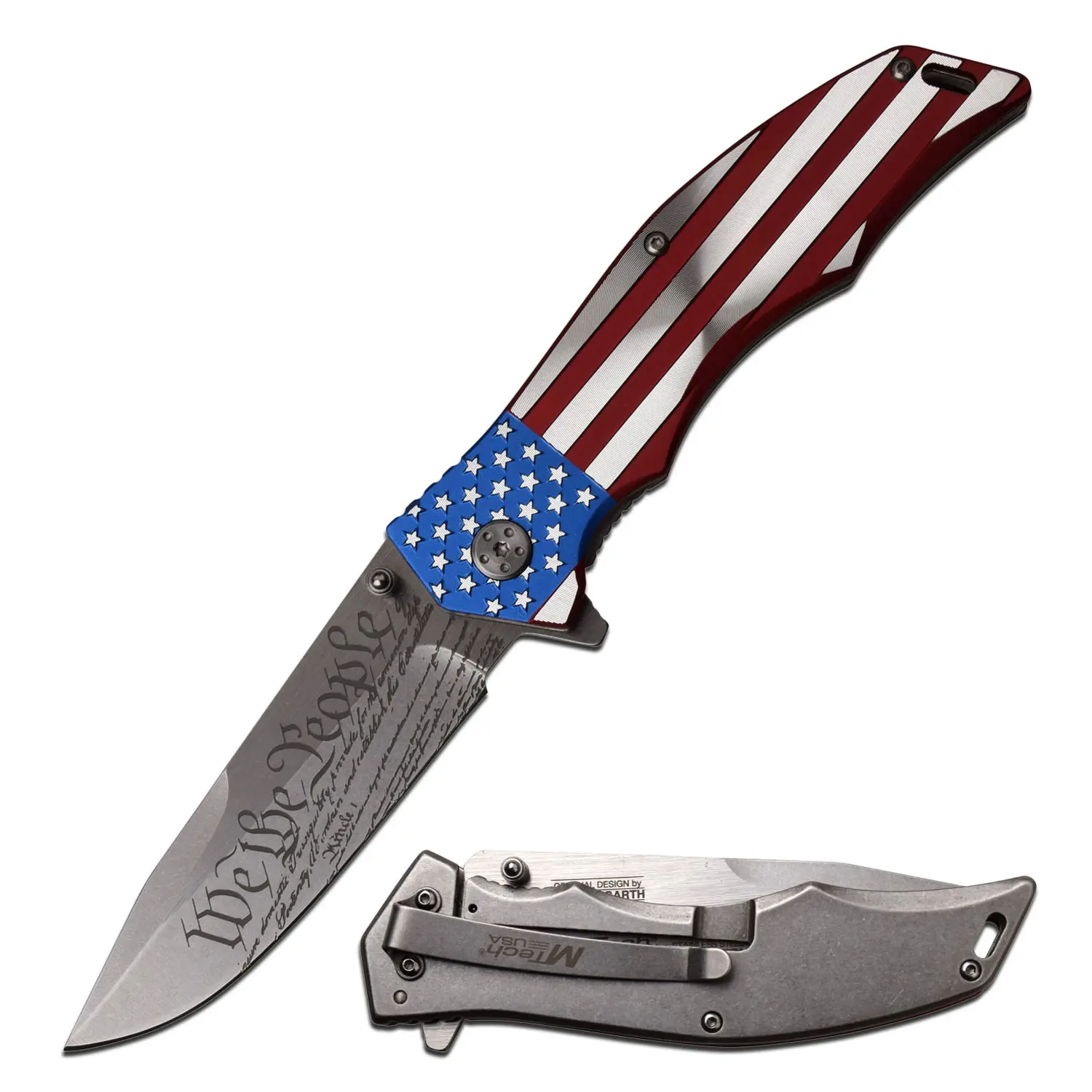 MTech USA Patriotic Folding Pocket Knife MX-A849CL 5" Closed 3.75" 3MM BLADE, USA Flag Knife