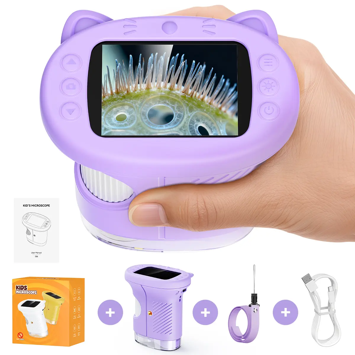 [2026 Upgrade] SEEKID Microscope with Built-in Photo & Video Camera, 2.4" 4K Screen – 1000X Microscope and 100m Telescope, STEM Toy & Educational Gift for Boys & Girls Ages 3–12
