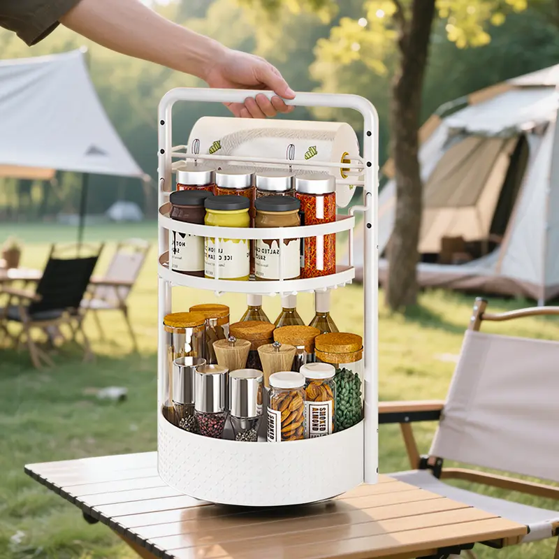 【Holiday Deals】San Dream Rotating Spice Rack Lazy Susan Turntable Organizer 2-Tier 9.84" Adjustable Metal Storage Organization for Cabinet Kitchen Countertop & Pantry Spice Shelf