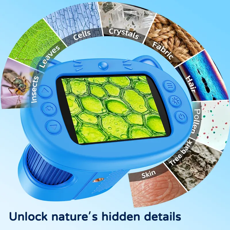 [2026 Upgrade] SEEKID Microscope with Built-in Photo & Video Camera, 2.4" 4K Screen – 1000X Microscope and 100m Telescope, STEM Toy & Educational Gift for Boys & Girls Ages 3–12