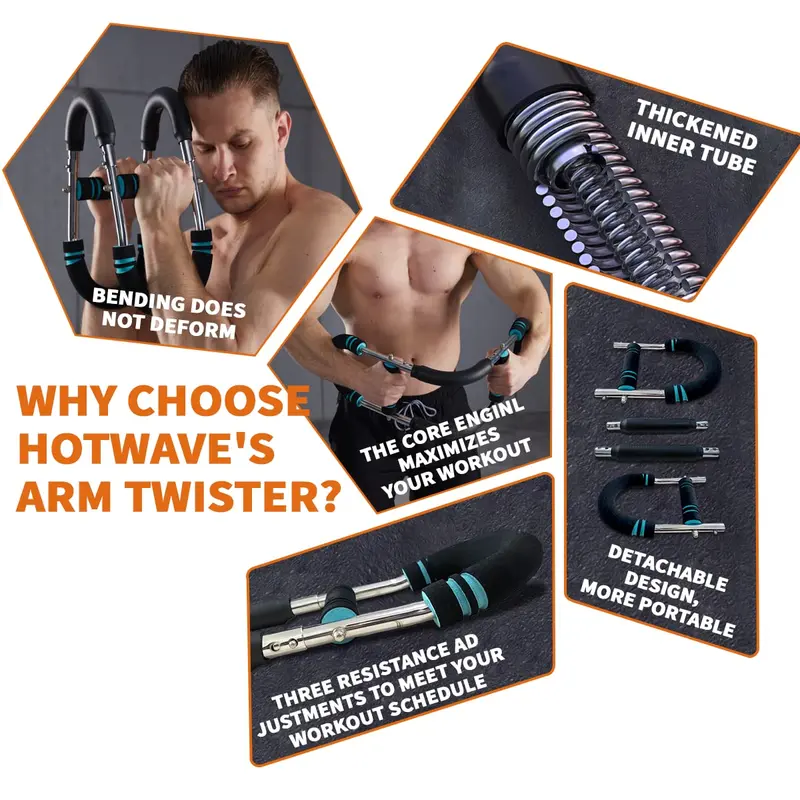 HOTWAVE Arm Trainer, Adjustable Chest Workout Equipment, Arm Trainer for Men, Chest Trainer for Men, Shoulder Muscle Training, Portable Spring Resistance Home Fitness Equipment SummerVibes fathersdaygift