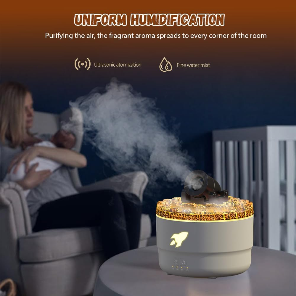 USB Cannon Blast Aroma Humidifier, Silent Humidifier, Aromatherapy Humidifier, Home Office Humidifier with Timer Colorful LED Lights，Creative gifts