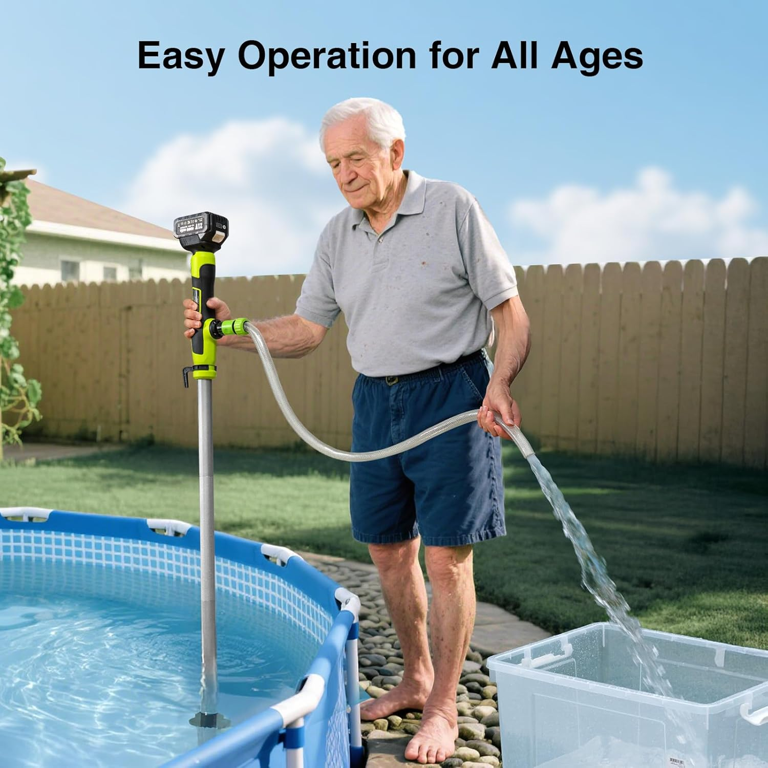 Cordless Stick Water Transfer Pump, Portable Battery Powered Sump Pump with 2PCS 4000mAh Rechargeable Batteries, 720GPH, 32FT Lift for Pool/Garden/Pond/Boat/RV/Rain Barrels/Outdoor Draining