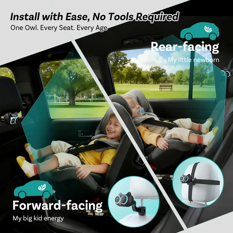 Baby Car Camera &Wireless CarPlay Adapter,1080P HD Rear Seat Monitor Display on Car Screen,150°Wide Angle No-Glow Night View, Safety for Kids & Infants