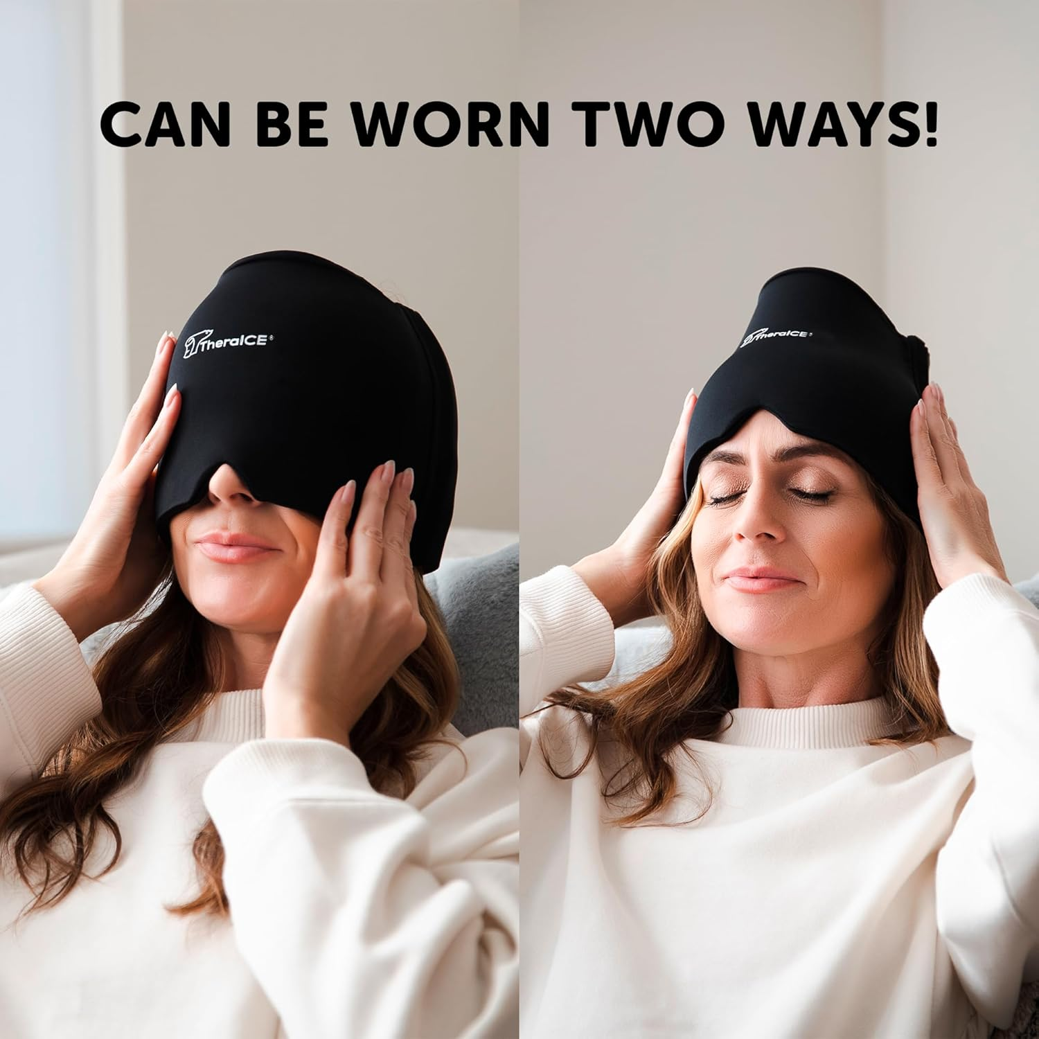 Gel face mask, ice pack, headband for physical cooling to relieve headaches, promote sleep, hot and cold compresses, and hat for general relief.