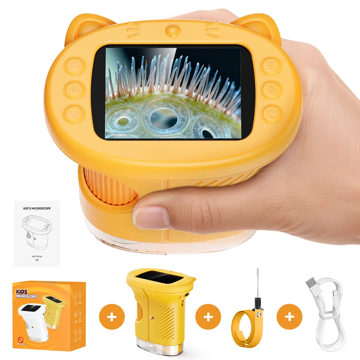 [2026 Upgrade] SEEKID Microscope with Built-in Photo & Video Camera, 2.4" 4K Screen – 1000X Microscope and 100m Telescope, STEM Toy & Educational Gift for Boys & Girls Ages 3–12