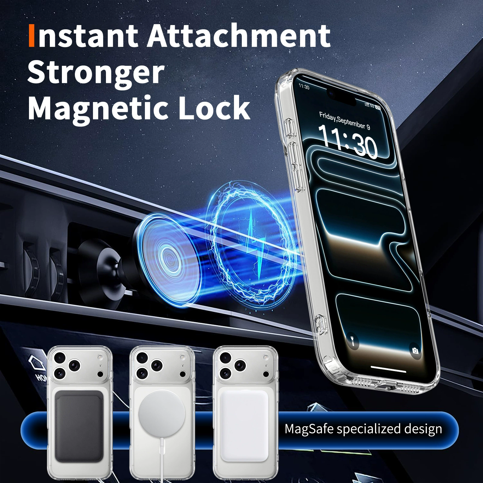 Transparent, full-coverage, drop-proof, minimalist soft case for iPhone 17，Hot selling shiny magnetic high-definition glass lens protective case