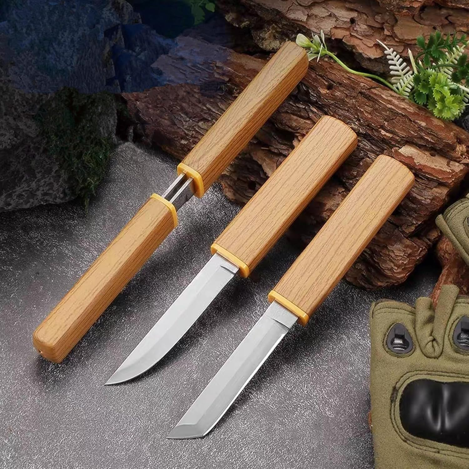 Kitchen knife Set,Double-edged Knife with Stainless Steel Paring Knife,Ultra Sharp Kitchen Knife,Portable Compact Knives for Camping,Hiking.