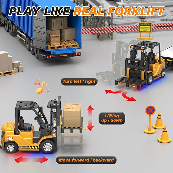 1:64 Bluetooth Desktop Mini Alloy Remote Control Forklift with Pallet - Engineering Model Toy