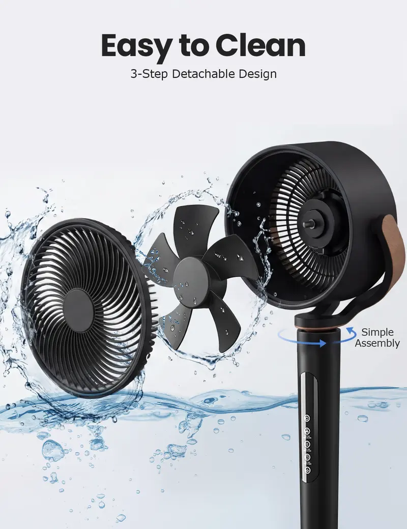 120° Automatic 4-Way Oscillating Standing Fan, Quiet DC Motor, 16 Speeds, 4 Modes, Adjustable 37-45" Height, 12H Timer, Remote Control