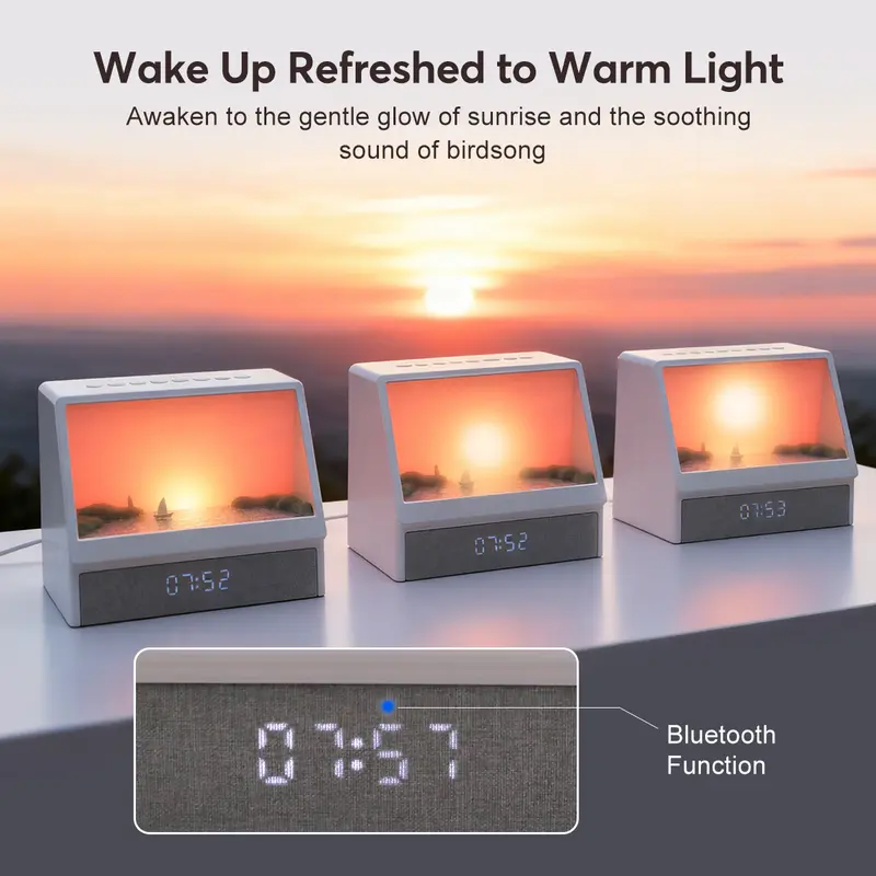 Dynamic Sunrise Alarm Clock , 12 White Noise Machine for Sleep,  Buttons and Remote Control,  10 Nature Scenes, Dimmable Night Light for Heavy Sleeper, Adults, Kids,Decor Home Goods