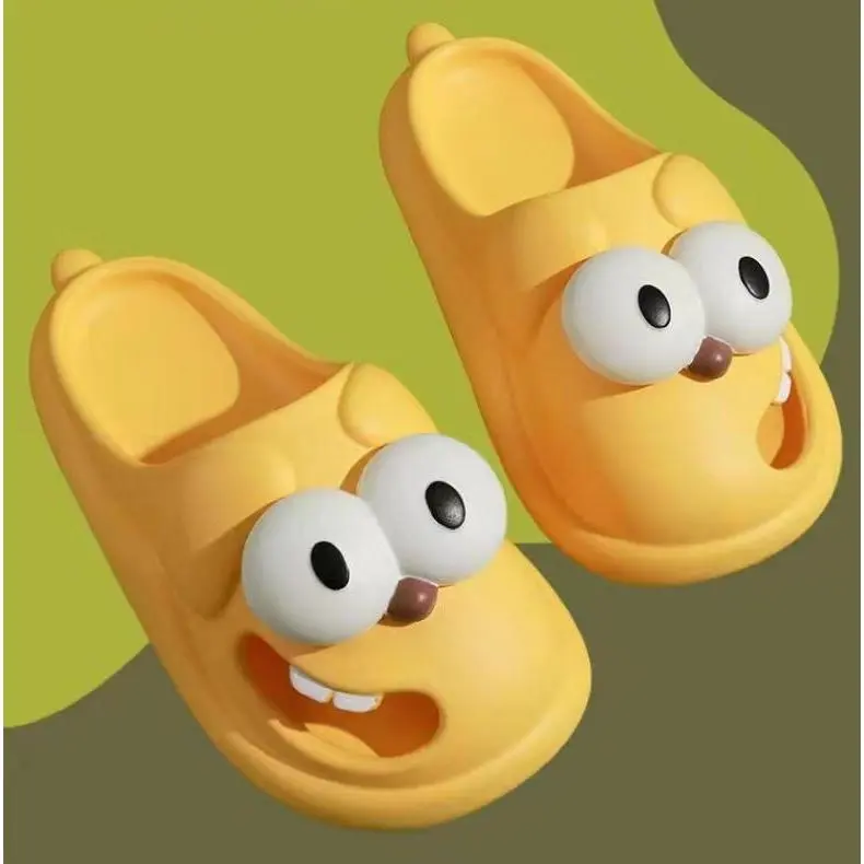 Big Eye Dog Slippers - Footwear with Wiggling Tongue, Round Toe, Non-Slip EVA Sole, Matching Couple House Shoes, Pet-Themed Comedy Wear