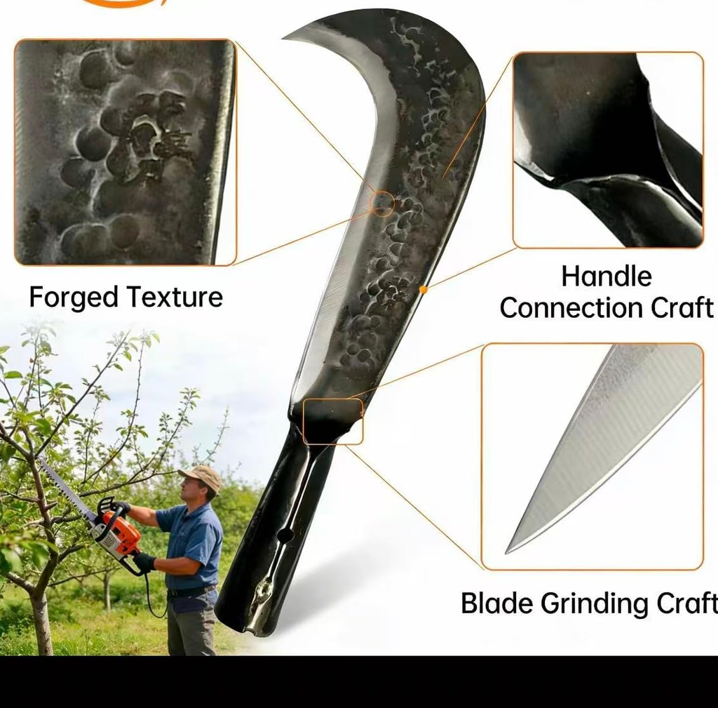 Machete for Cutting Trees Heavy Duty&Yard Work Machete with Billhook Sickle Design, Extension Handle for Tree Cutting, Brush Clearing, Grass Cutting, Outdoor Survival Garden Tools