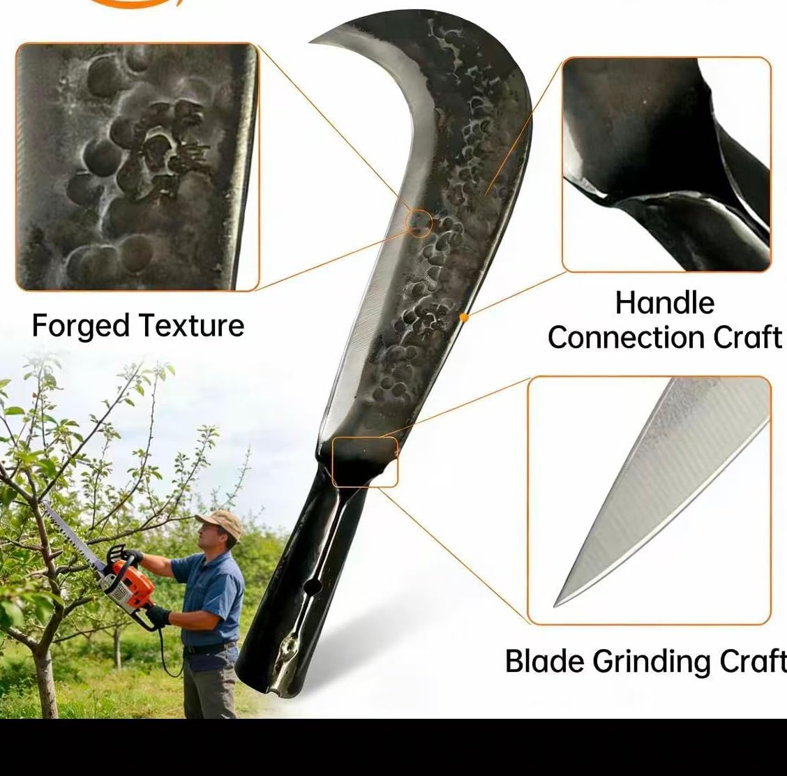 Machete for Cutting Trees Heavy Duty&Yard Work Machete with Billhook Sickle Design, Extension Handle for Tree Cutting, Brush Clearing, Grass Cutting, Outdoor Survival Garden Tools
