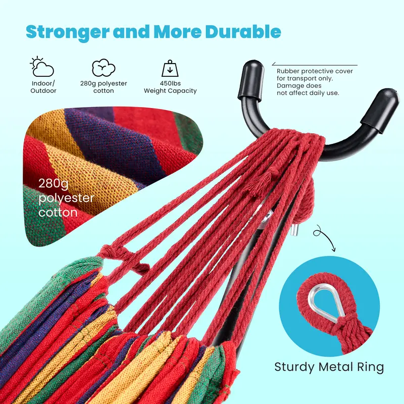 Hammock With Stand – 450 LB Capacity Steel Stand, Soft Lounge Swing, Quick No Tool Assembly, Lightweight Outdoor Hammock For Park Beach And Travel, Sturdy & Reliable, Vibrant & Breathable Comfort Soft Lounge Swing Soft Lounge Swing