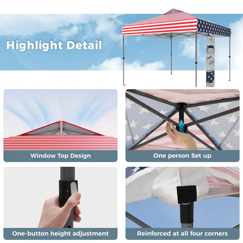 [Waterproof & UV-Resistant] PHIVILLA 10x10ft/12x12ft Pop-up Canopy Tent, Instant Portable Canopy Tent Outdoor Gazebo, One-Push-To-Lock Outdoor Gazebo with Roller Bag