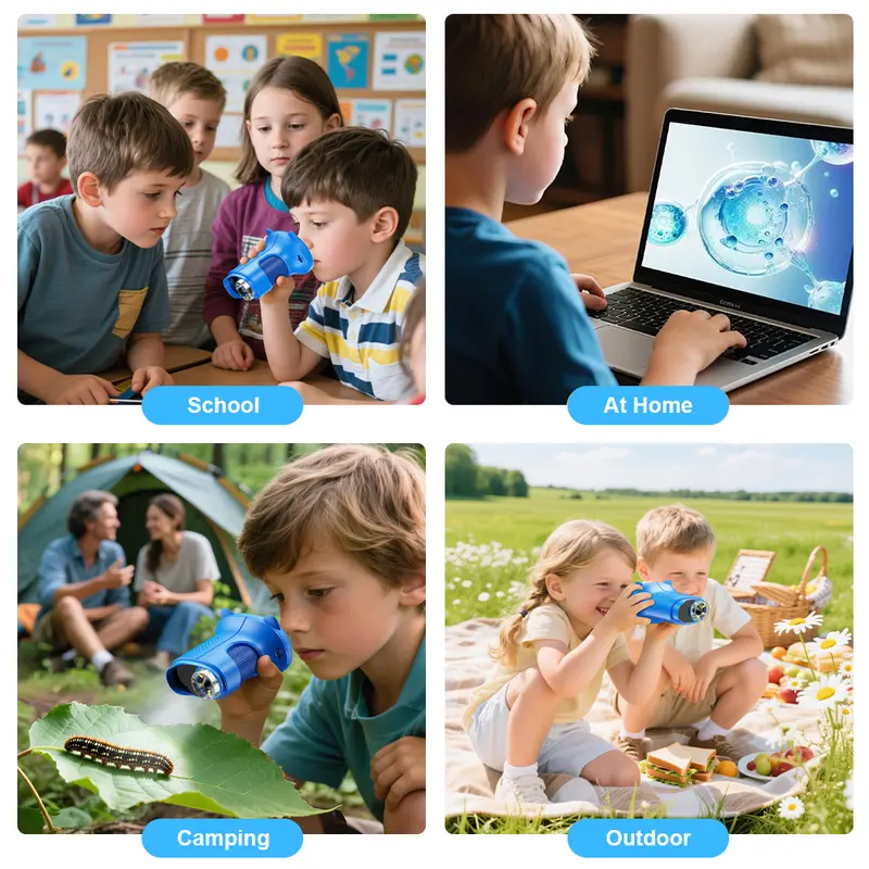 [2026 Upgrade] SEEKID Microscope with Built-in Photo & Video Camera, 2.4" 4K Screen – 1000X Microscope and 100m Telescope, STEM Toy & Educational Gift for Boys & Girls Ages 3–12