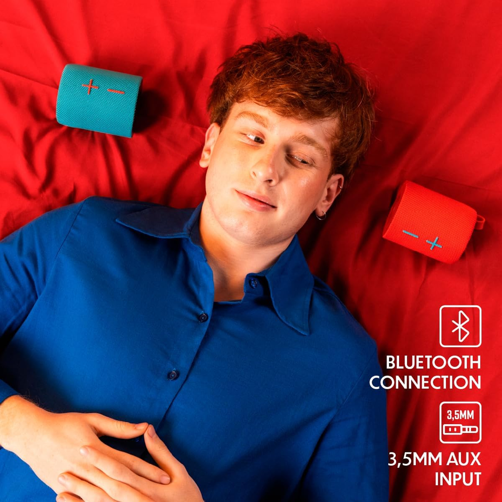 Stromberg - Twin 2-in-1 Mini Portable Bluetooth Speaker, 10W Power, 10-Hour Playtime, Sky Blue and Red