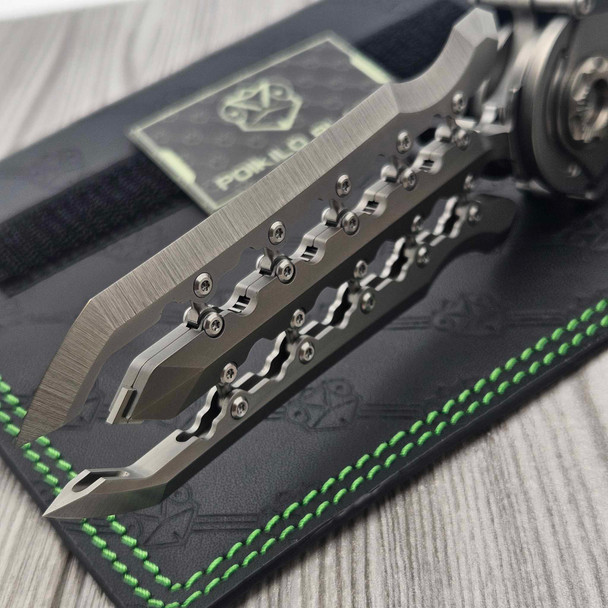 Mundus Al-Khem S1 Titanium Handle 4.56" M390 Pearlescent Stonewash Blade
