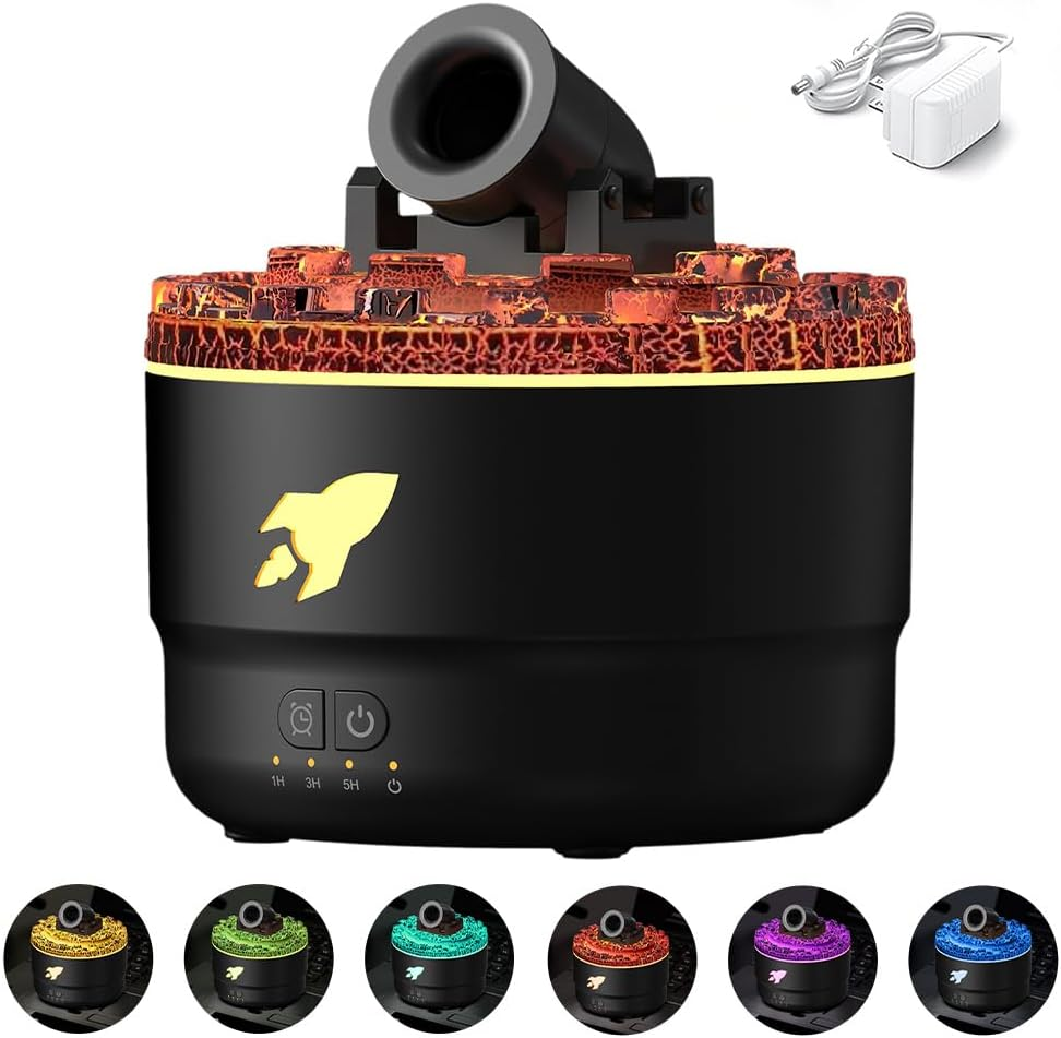 USB Cannon Blast Aroma Humidifier, Silent Humidifier, Aromatherapy Humidifier, Home Office Humidifier with Timer Colorful LED Lights，Creative gifts