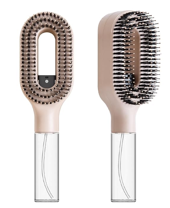 2-in-1 Detangler Hair Brush, With Built-In Mister Spray, Wet & Dry Detangling Brush for Curly, Wavy & Straight Hair | No-Tangle Anti-Frizz Hair Care Brush,Water Reservoir 50ml.