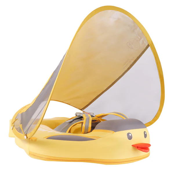 Mambobaby Baby Float with Sunshade Canopy and Crotch Strap Inflatable-free Safe Core Swimming Pool Accessory Bathroom Water Toy