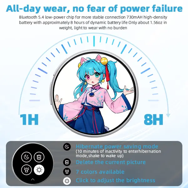 Digital Badge Nikko Ai Photo Video GIF Display Screen Pins DIY Pixel Touchscreen Lightweight 730mAh Long Battery Life Portable Multi-functional Two-dimensional Anime & Gaming Merchandise & Collectibles Gifts for Men Women
