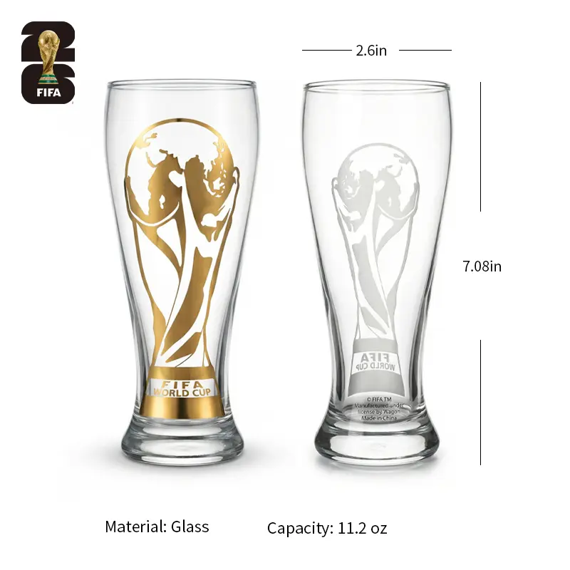 World Cup 26 Gold Stamped Classic Beer Glass Set 11oz Craft Beer Glasses for Pilsner IPA & More Drinkware Father`s daygift Boyfriendgift Tumblers summerwins Dealsforyoudays