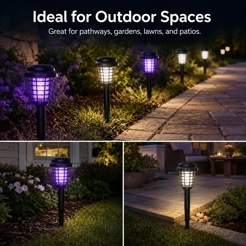 Solar Mosquito Zapper Light – Outdoor Garden Stake Lamp, UV Insect Killer, Solar Powered, Dual Mode (Mosquito Control + Pathway Lighting), Weather Resistant, Easy Setup