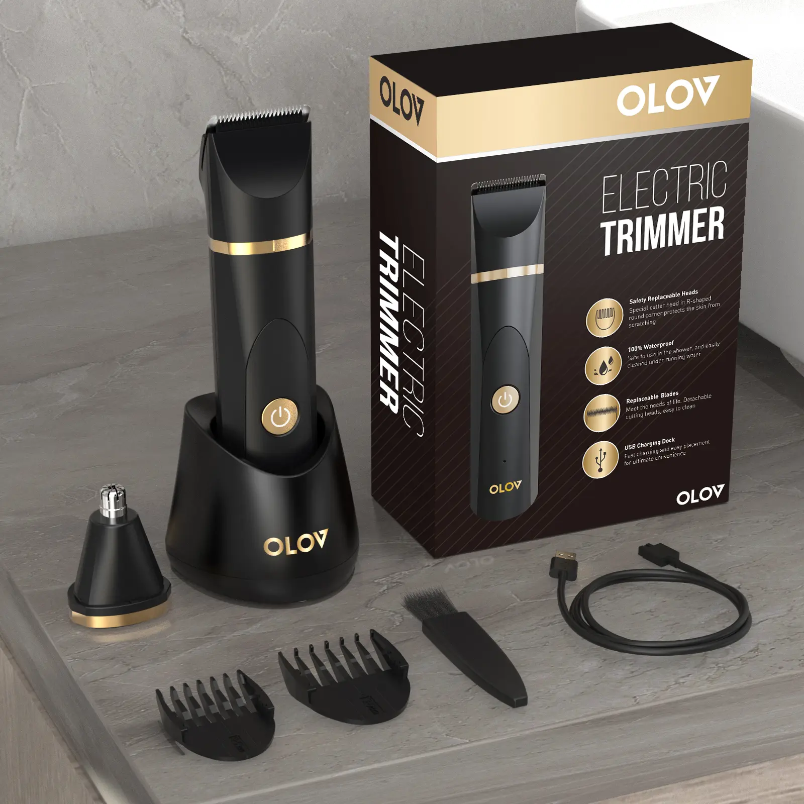 [FathersDayGift] OLOV Anti-Nick Body & Ball Trimmer - Safe Ceramic Blade Groomer for Men