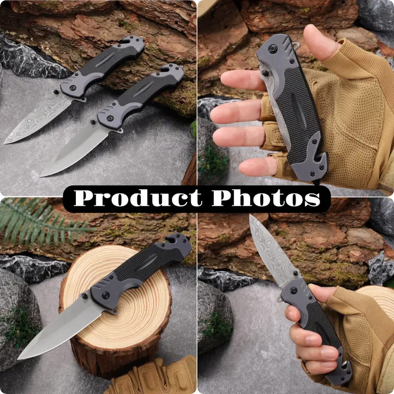 Stainless steel Multifunctional folding knife Glass Breaker, Seat Belt Cutter - EDC Sharp Folding Knives - Small Tool for Camping Hiking - Gifts for Men, Women Compact Folding Grip Knife