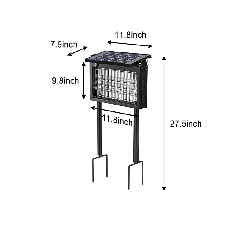 Gainstarx Solar Bug Zapper Outdoor Waterproof Electric Mosquito and Fly Zapper with Smart Light Sensor Rechargeable Solar Powered Trap for Patio, Backyard, Garden, Camping, and Indoor Use