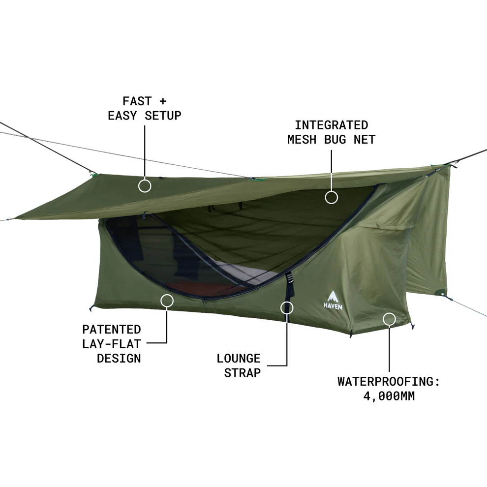 Haven XL Tent + sleeping mat, an integrated system that provides everything you need for comfortable outdoor sleep.
