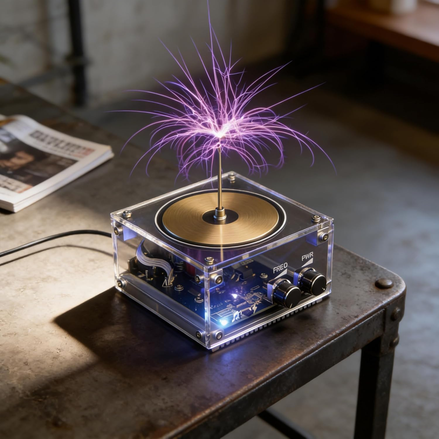 Solid State Music Tesla Coil Artificial Lightning Desktop Toy For unisex-adult Electric Power Wireless Transmission Model Science Experiment Tool