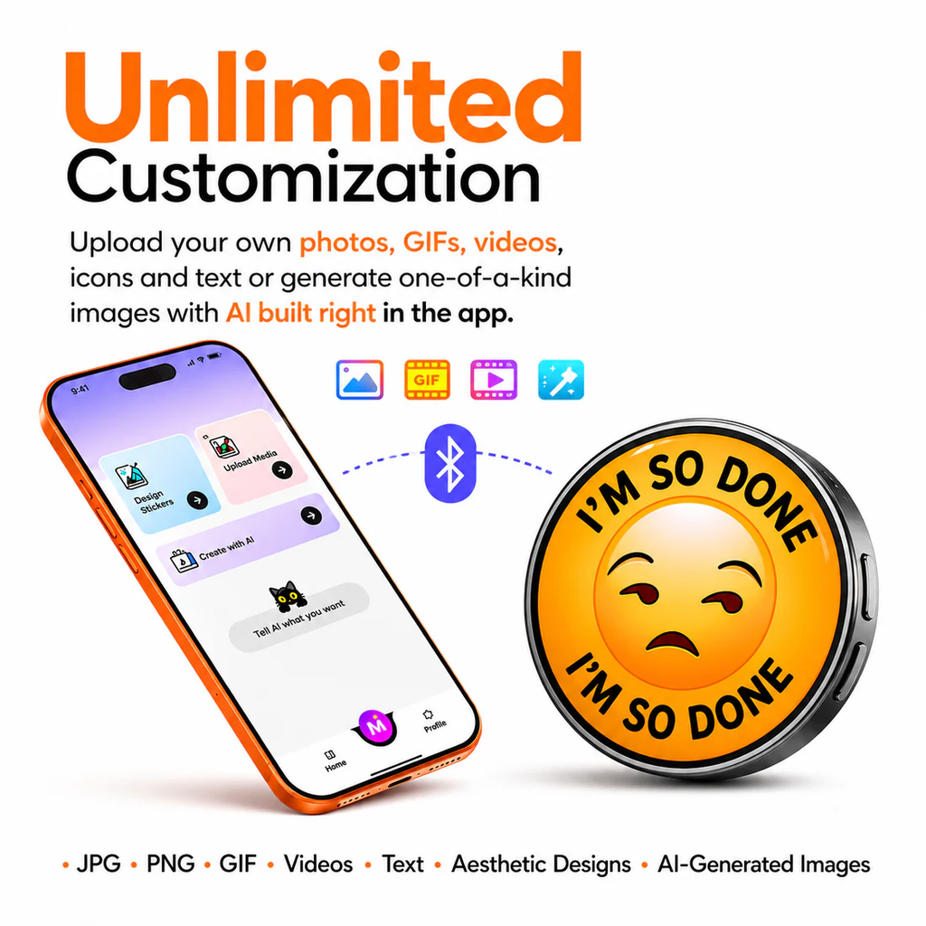 Mood Badge Wear Your Mood, Unleash Your Vibe – The Smart Customizable Badge That Speaks Volumes!