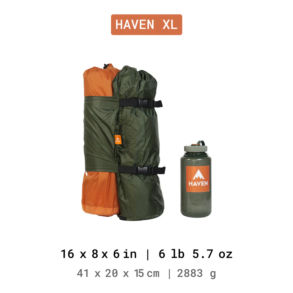 Haven XL Tent + sleeping mat, an integrated system that provides everything you need for comfortable outdoor sleep.