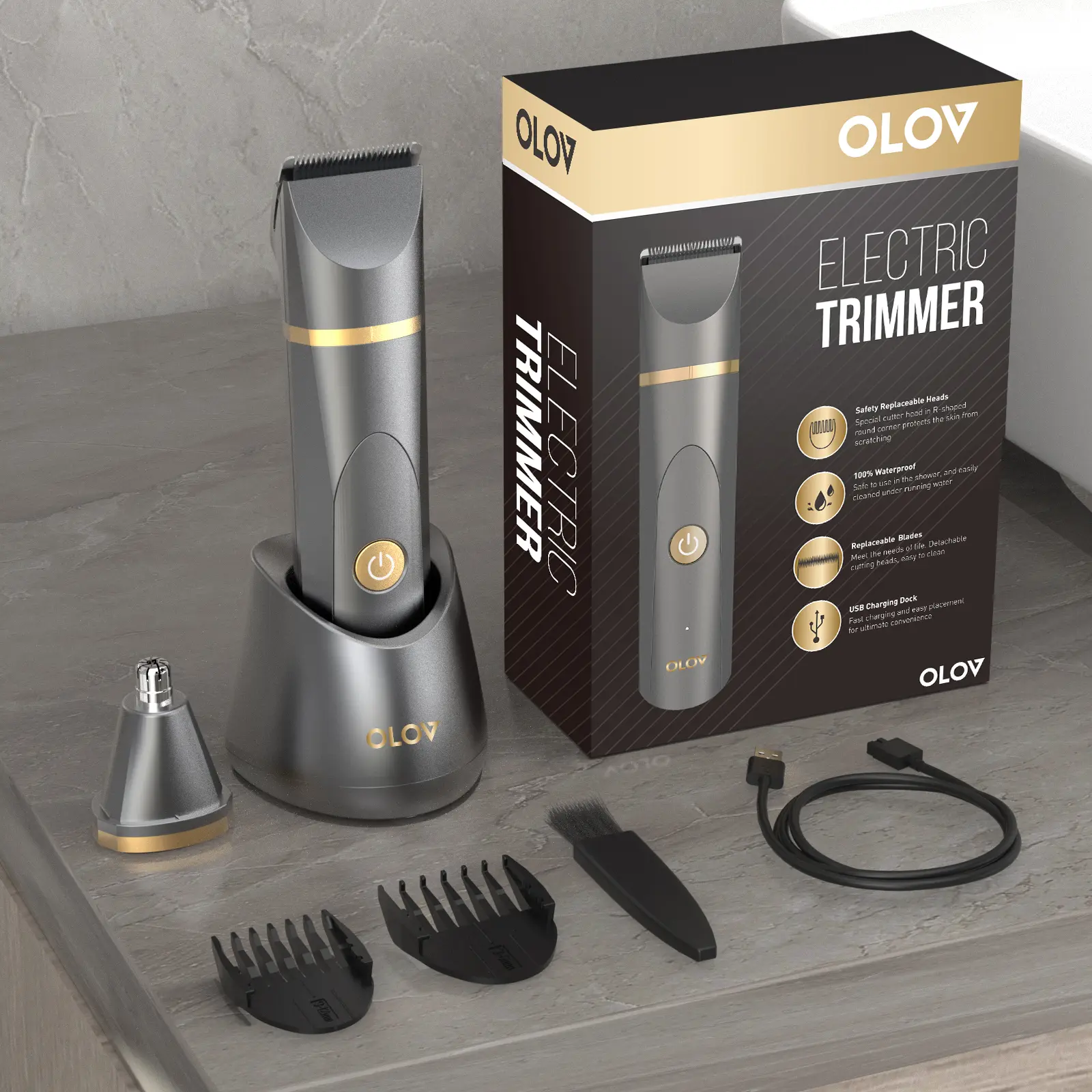 [FathersDayGift] OLOV Anti-Nick Body & Ball Trimmer - Safe Ceramic Blade Groomer for Men