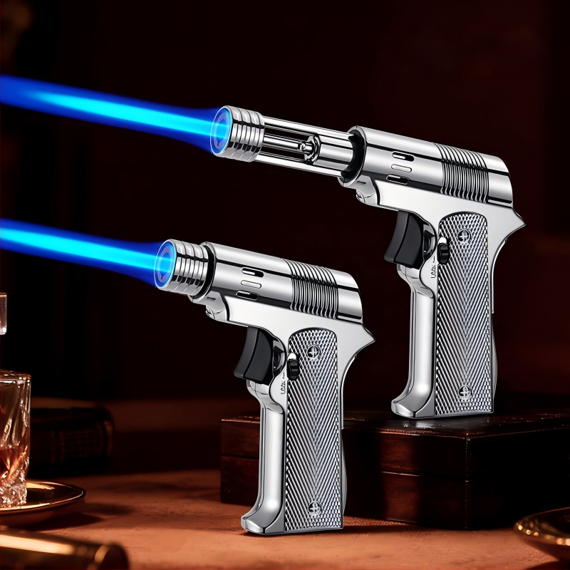 Mechanical telescopic lighter, high temperature and high power, windproof spray gun, suitable for outdoor barbecues and baking, Father's Day gift.