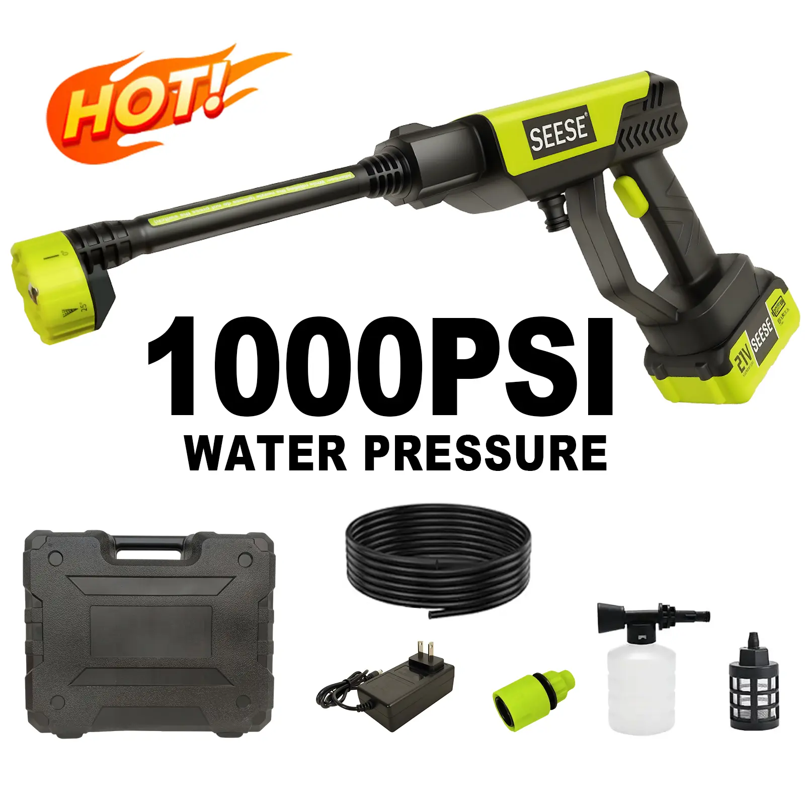 【FathersDayGift】SEESE Cordless Pressure Washer and Single Port Charger Base, Bottle Portable Washer for Car,Home Cleaning & Garden Watering